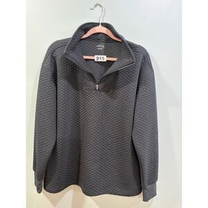 BCG Mens XL Gray Quilted Herringbone Quarter Zip Pullover Mock Neck Sweatshirt